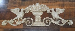 Antique Ornate Cast Iron Pediment Scroll Decoration Shabby Chic Architecture Art - Picture 1 of 11