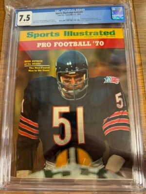 Quiosco Dick Butkus Chicago Bear Sports Illustrated 1970 primera cubierta profesional CGC 7,5 Foto 1 de 4