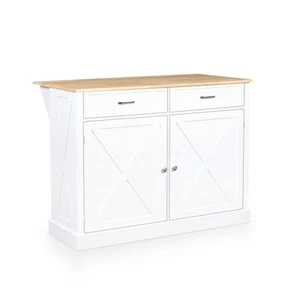Rolling Kitchen Island Bar Cart Rolling Cabinet Wheels Drop Leaf Top Bench - Picture 1 of 12