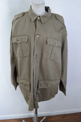 Vintage Polo Ralph Lauren Safari Jacket Mens XL Beige Tan Herringbone Pockets - Image 1 of 4
