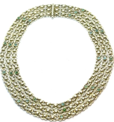 Rare Heavy Antique GUSTAV HAUBER 835 Silver Gilt 3 Strand Chain Necklace 77 gr - Image 1 of 4