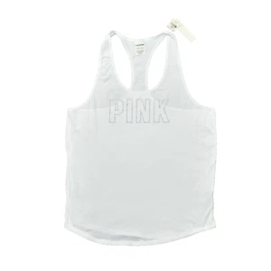 NEW pink Women's Size S Basic Sleeveless White Solid Polyester Round Neck Regula - Picture 1 of 8