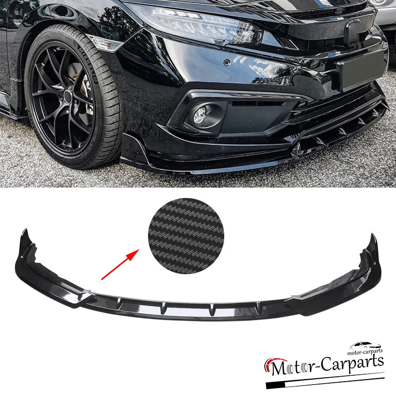 Fits 2019-2021 Honda Civic Sedan Front Bumper Lip Spoiler Carbon Fiber Print - Image 1 of 4