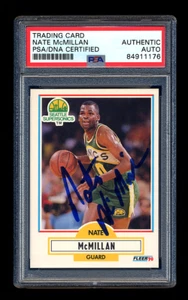 NATE McMILLAN SIGNED 1990 FLEER CARD PSA/DNA AUTOGRAPHED SEATTLE SUPER SONICS - Picture 1 of 2