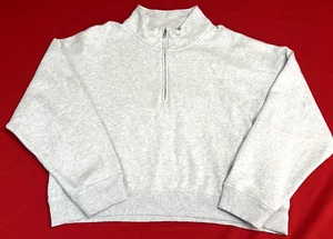 Women's PINK Victoria Secret Gray 1/2 Zip Cropped Sweatshirt 170/112A Size XL - Picture 1 of 7