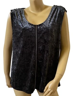 Camisa sin mangas de terciopelo gris oscuro con cuentas talla grande ROCK & REPUBLIC para mujer Foto 1 de 4