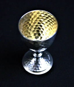 Jugendstil Eierbecher Löffel Silber 800 vergoldet gehämmert 810/3 - Bild 1 von 14