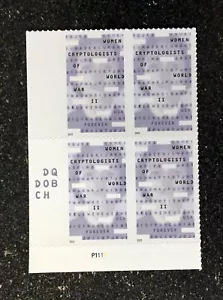 2022USA #5738 Forever Women Cryptologists of World War II - Plate Block of 4 - Picture 1 of 2