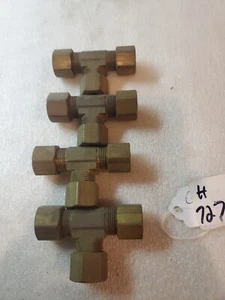 1/2" x 1/2" x 1/2" Brass Compression Tee 3 Way Equal Tube All Ends 4 total - Picture 1 of 2