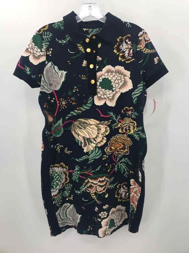 Abito Tory Burch blu navy taglia small floreale tubino lunghezza ginocchio manica corta