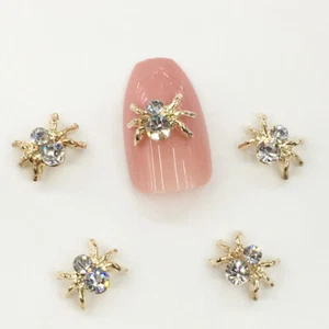 10x Halloween Metal Spider Nail Rhinestones Crystal Stones 3D Glitter Nails Art - Picture 1 of 11