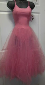 ROMANTIC LENGTH BALLET DRESS LARGE CHILD ROSE TULLE performance costume - Picture 1 of 7