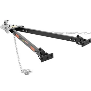 Powder-Coated Alloy Steel Tow Bar w/Chains 5500LB Capacity Fits 2-In Ball Hitch - Picture 1 of 7