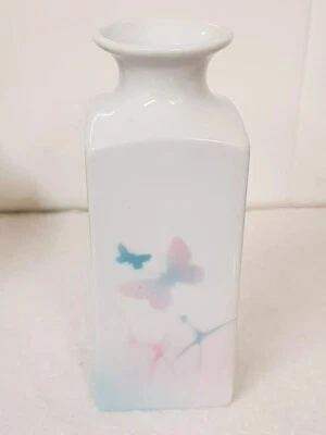 Vintage Highbank Porcelain Scottish Studio Pottery Butterfly Bottle Vase 5.25" - Image 1 of 4