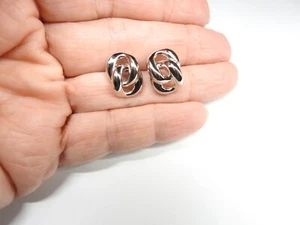 Signierte Napier Ohrringe silberfarben Metall Kette Glieder Vintage - Bild 1 von 4