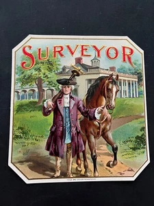 Vintage box label tobacco cigar surveyor horse horses knight original #449 - Picture 1 of 3