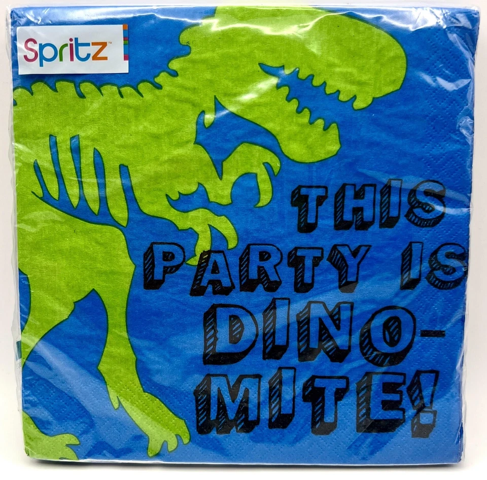 Dino Dinosaur Jurassic Prehistoric Kids Birthday Party Paper Luncheon Napkins - Image 1 of 1