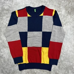 UNITED COLORS OF BENETTON Boy's Color block knit sweater crew neck blue size L - Picture 1 of 7