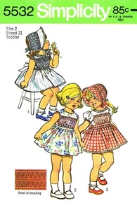 Simplicity 5532 PATTERN SMOCKED Summer DRESS & BONNET - Picture 1 of 4