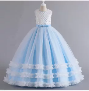 Flower Girl Dress Sequins Wedding Princess Dress Birthday Costume Party Holiday - Picture 1 of 8