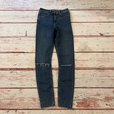 Pantalones de mezclilla para mujer Asos Reino Unido 24/25 azules ajustados estilo bolsillos informales Foto 1 de 4