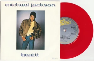 Michael Jackson BEAT IT Disque 45t 7" RED Vinyl Single Record Disc UK 1983 - Imagen 1 de 2
