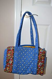 Vera Bradley Duffel Duffle Bag Travel Luggage Red Leaf French Blue-NEW!