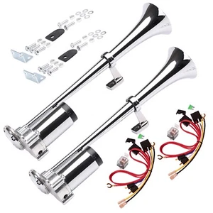 FARBIN 12V 130DB Cromo Zinc Bocina de Aire con Arnés Relé Compresor, Dos Juegos de - Imagen 1 de 7