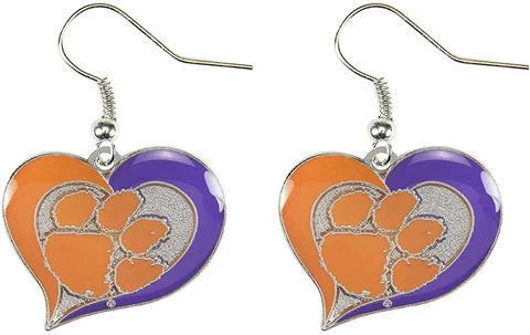 Clemson Tigers Swirl Heart Earring Cover