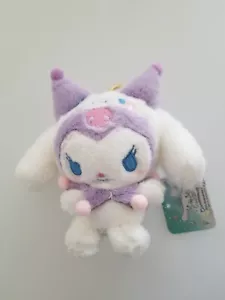 Sanrio Kuromi viola che indossa abito con rotolo di cannella 6"" peluche imbottito portachiavi - Foto 1 di 11