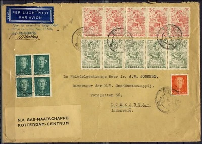 Cover Netherlands, 1950. Rotterdam to Djakarta. Air Mail Seal. Air Mail   - Image 1 of 3