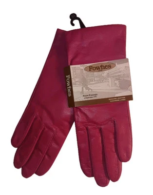 Guantes de cuero genuino forrados 100 % cachemir para dama, rosa intenso, pequeños-6,5 Foto 1 de 3