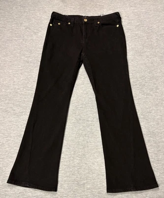 Pantalones de mezclilla True Religion Joey tiro medio acampanados para mujer 14 negros con solapa bolsillo hechos en EE. UU. 32 Foto 1 de 4