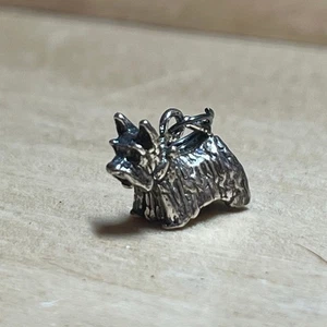 Sterling Silver Scottish Terrier Dog Puppy Yorkie Pet Charm Pendant - Picture 1 of 5