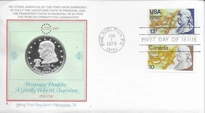 1976 FDC, #1690, 13c Benjamin Franklin, Medalist Cover Society, joint w/Canada - Picture 1 of 2