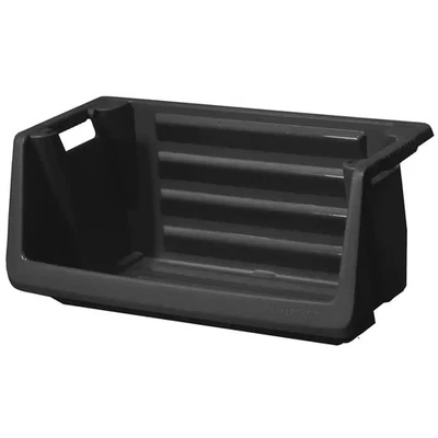 Cubo de almacenamiento Husky 55 gal apilable de alta resistencia negro con asas XL tapa de 100 lb Foto 1 de 4