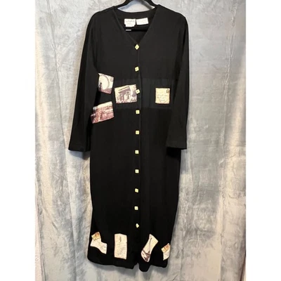 FridayWear Petite PL Lorrie G Star Black Linen Blend Dress Postcard Print 2000 - Image 1 of 4
