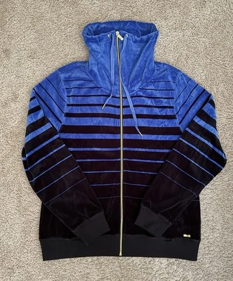 Calvin Klein Long Sleeve Neck High Vintage Full Zip Gold Royal Blue Black - Image 1 of 4