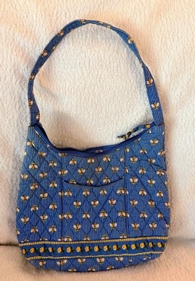 Vintage Vere Bradley Bee And Rose Print Handbag Blue - Excellent Condition - Image 1 of 4