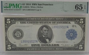 1914 $5 Federal Reserve Note San Francisco Fr#891b PMG 65 EPQ Gem Uncirculated - Picture 1 of 2