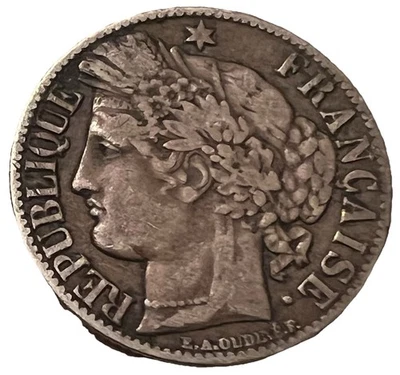 1871 A France 1 Franc  Silver Coin - Combined Shipping - Lot C71 - Image 1 of 3