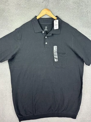 Harbor Bay Polo Shirt Mens 3XLT Black Pocket Banded Bottom Big Tall Cotton DXL - Image 1 of 4