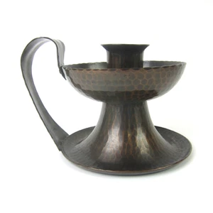 Antique Roycroft Hammered Copper Candle Holder #414 Arts & Crafts 1910-1915 RARE - Picture 1 of 13