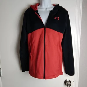 Youth XL Loose Fit Under Armour Storm Coldgear Full Zip Hoodie Black And Red - Picture 1 of 20