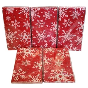 Servilletas Copo de Nieve Holiday Time 100 Ct Rojo Blanco 2 Capas Fiesta de Navidad - Imagen 1 de 4