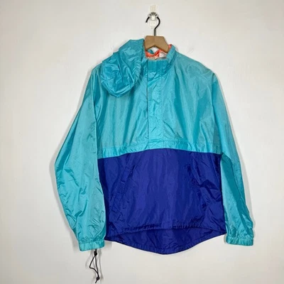 Vintage LL Bean Windbreaker Jacket Size Small Detachable Hood Blue Teal Gorpcore - Image 1 of 4