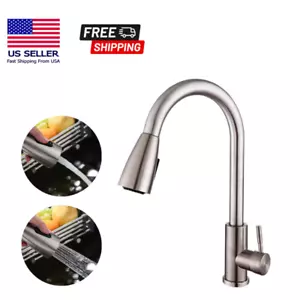 Commercial Kitchen Sink Faucet Pull Out Sprayer Mixer Tap Brushed Nickel - Picture 1 of 9