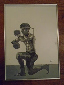 ORIGINAL GEMÄLDE "THAI BOXEN" GERAHMT ACRYL - Bild 1 von 1