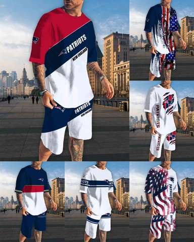 New England Patriots Men's Tracksuit Summer Loose Tops Gym Workout Board Shorts Cover