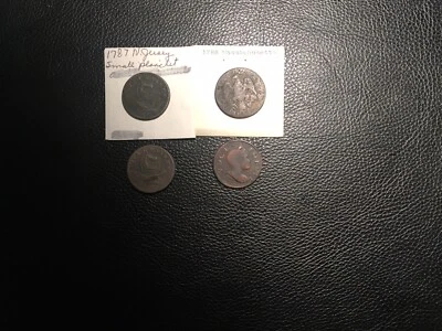 Cuatro monedas coloniales 2 Nueva Jersey’s una Massachusetts una Voce Populi C Fotos  Foto 1 de 4